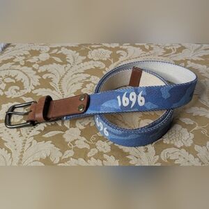 Doc Murphy Mens Golf Belt Size 39-40.5" Blue Canvas Leather Garment Dyed "1696"